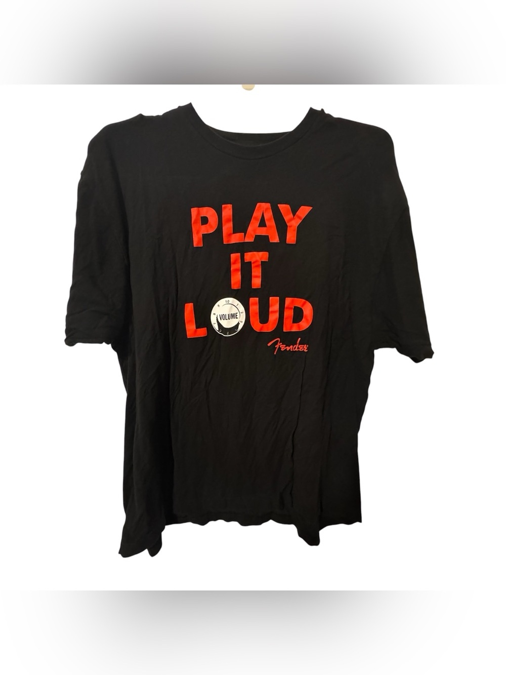 Fender Black Tee with Red "Play It Loud" Graphic